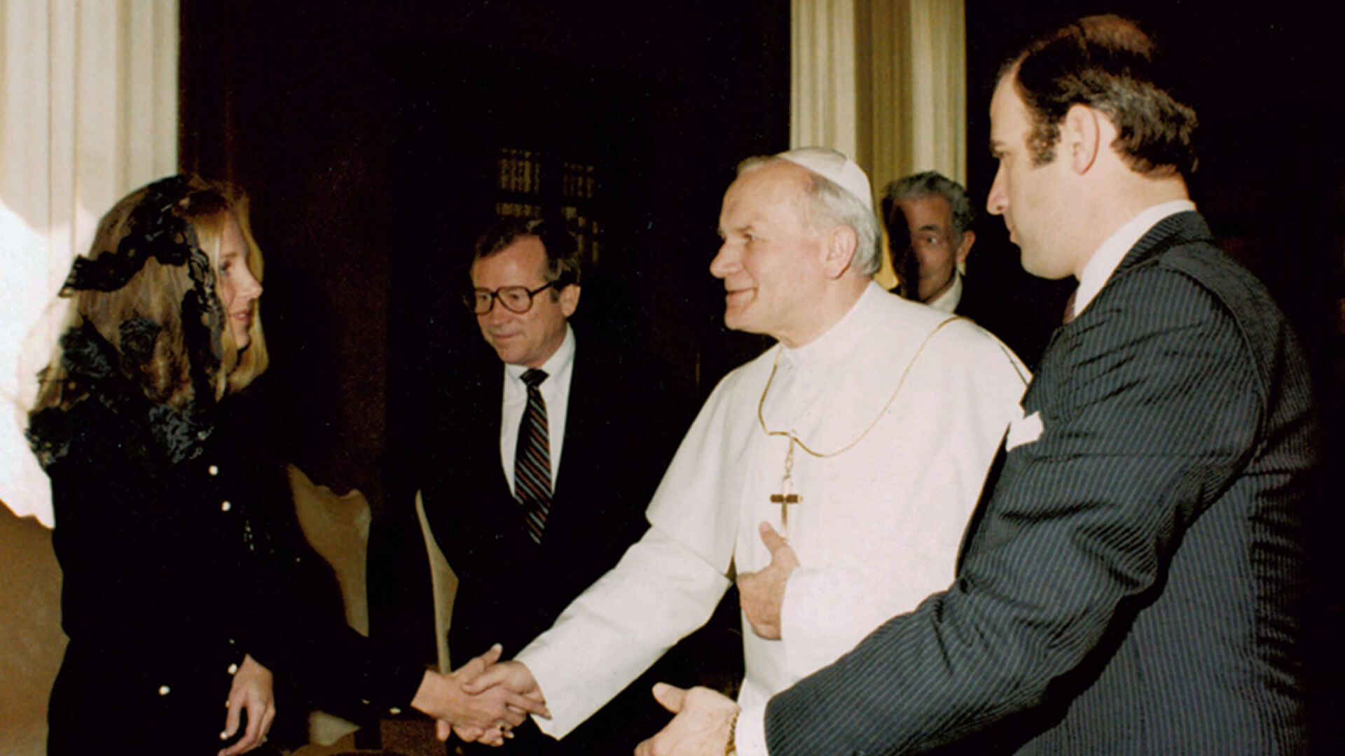 Pope John Paul II with Joe and Jill Biden